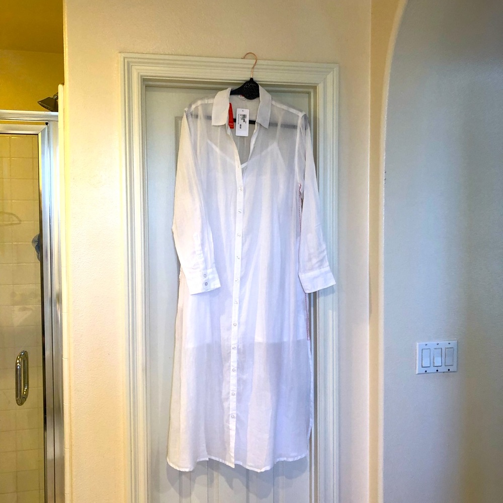 SUNDRY white button-up shirt dress
